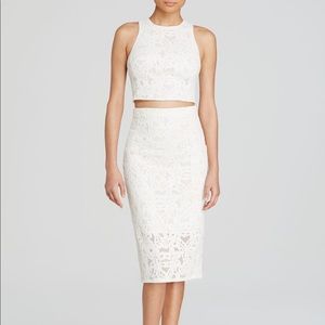 NWOT Rebecca Taylor Lace Cropped Top+Midi Skirt
